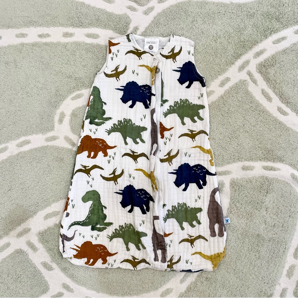 Little Unicorn Dinosaur Print Muslin Sleep Sack - 0-6 Months